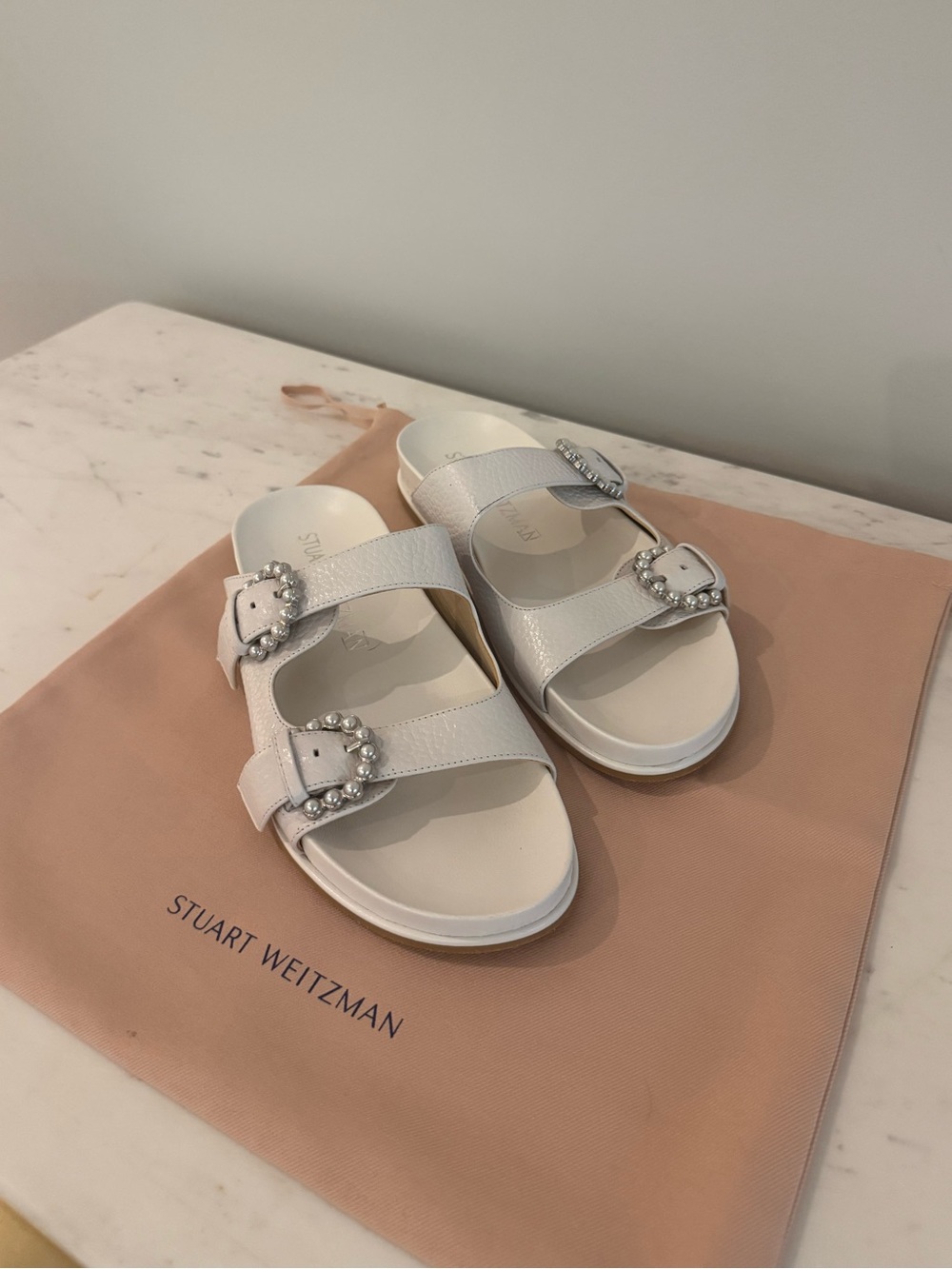 Stuart Weitzman Piper Slide Seashell Sandals size 9.5